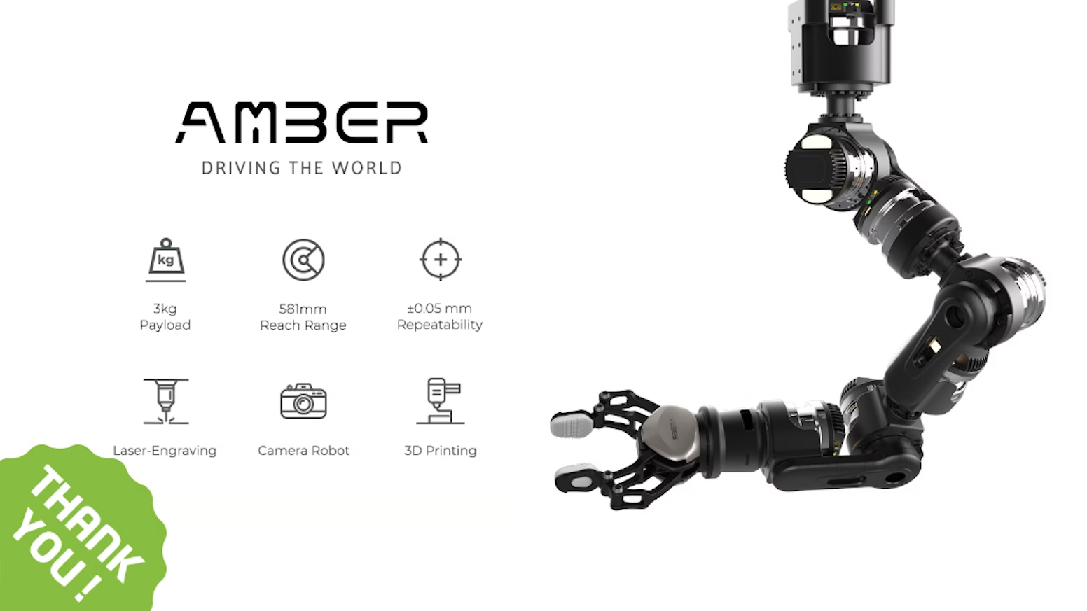 AMBER B1, 3~5kg HybridControl Robotic Arm